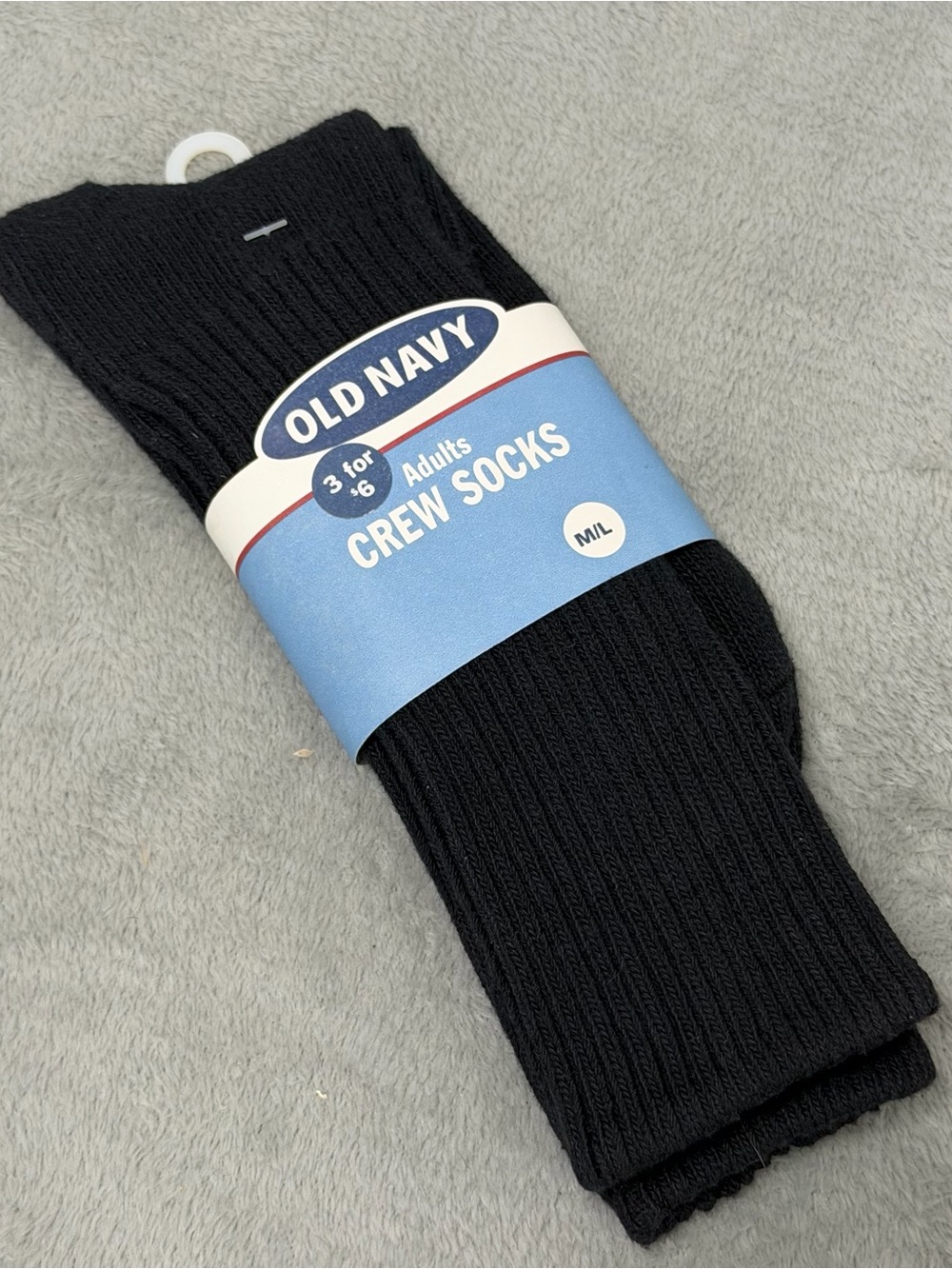 Vintage Old Navy Crew Socks 3 Pair Black M/L Made USA NOS Deadstock Y2K